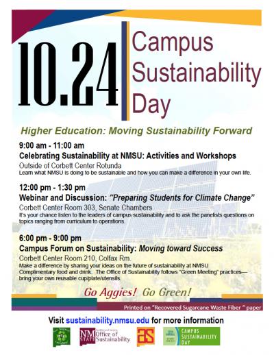 This is the New Mexico State University Campus Sustainability Day promotional poster.