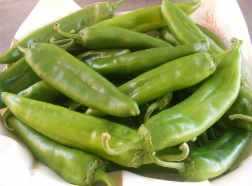 A photo of green chile peppers