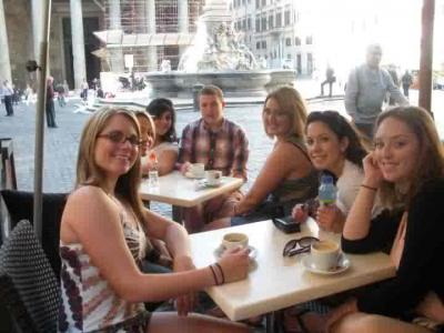 Students sitting at café