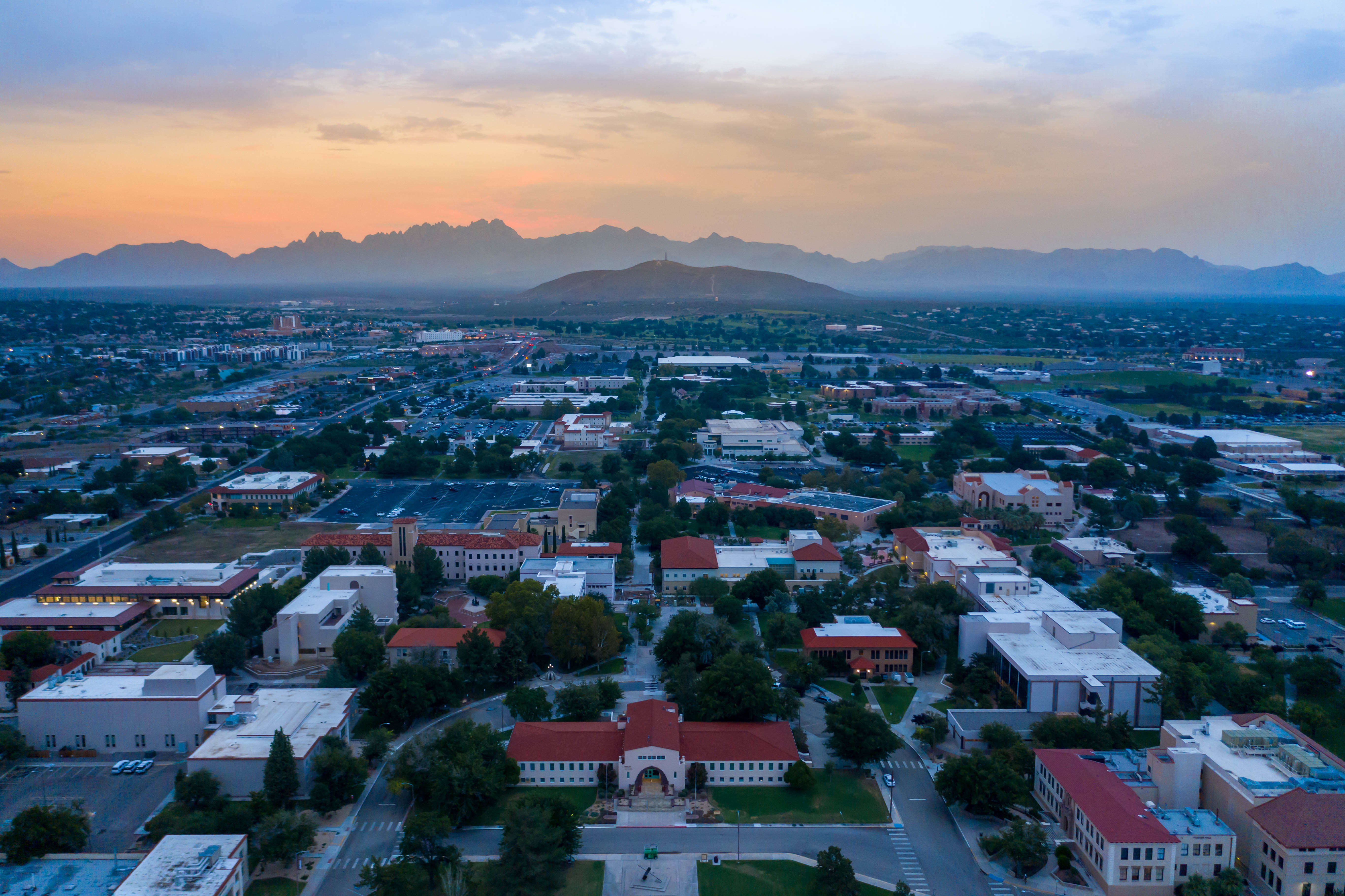 Aerial photo of NMSU’s Las Cruces campus 