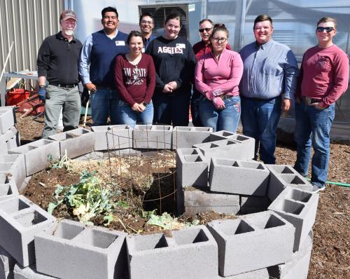 group around brick circle