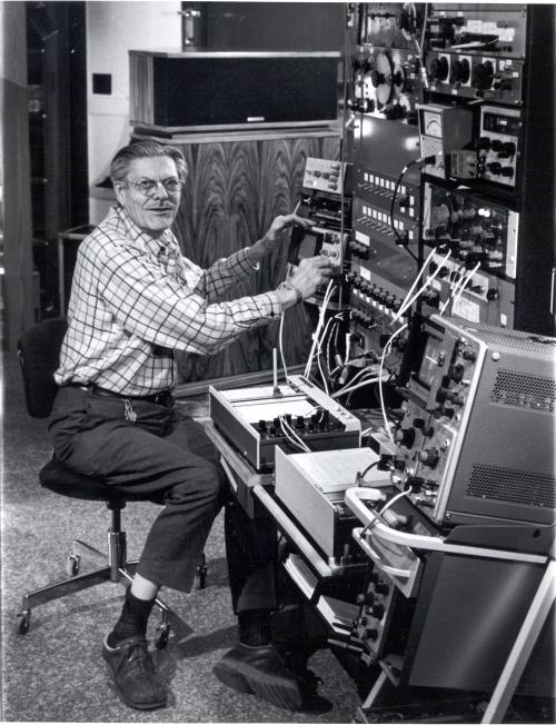 Man at circuit board