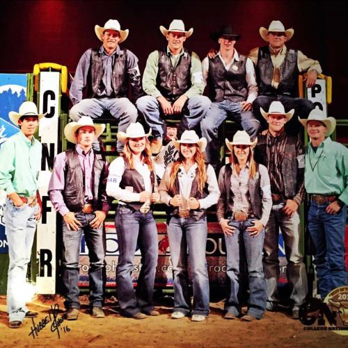 A photograph of the New Mexico State University rodeo team