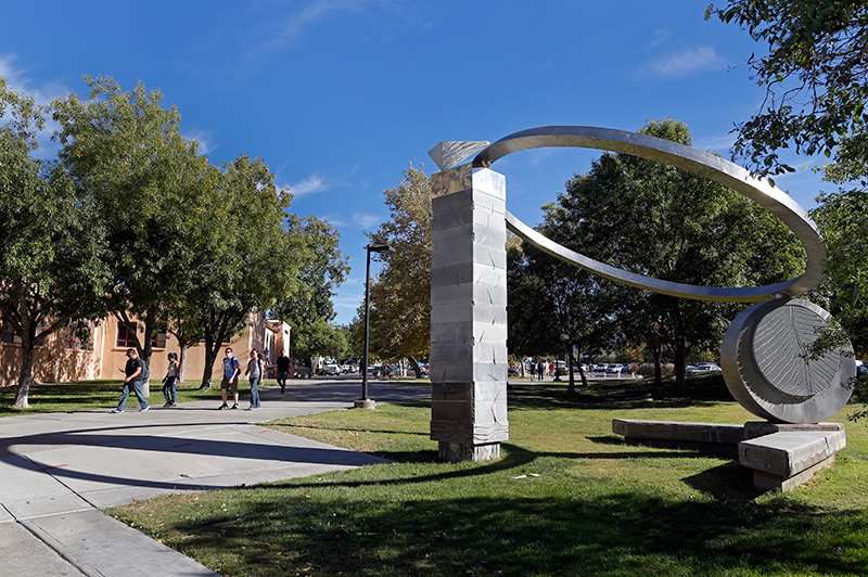 Students walk on campus.