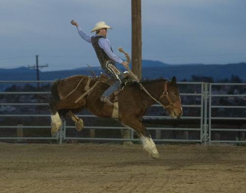 Man riding a bucking horse